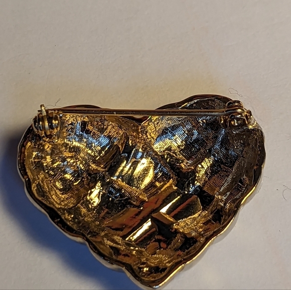 💕 Vintage Heart woven Silvertone with gold tone design criss  cross brooch … - Picture 5 of 12